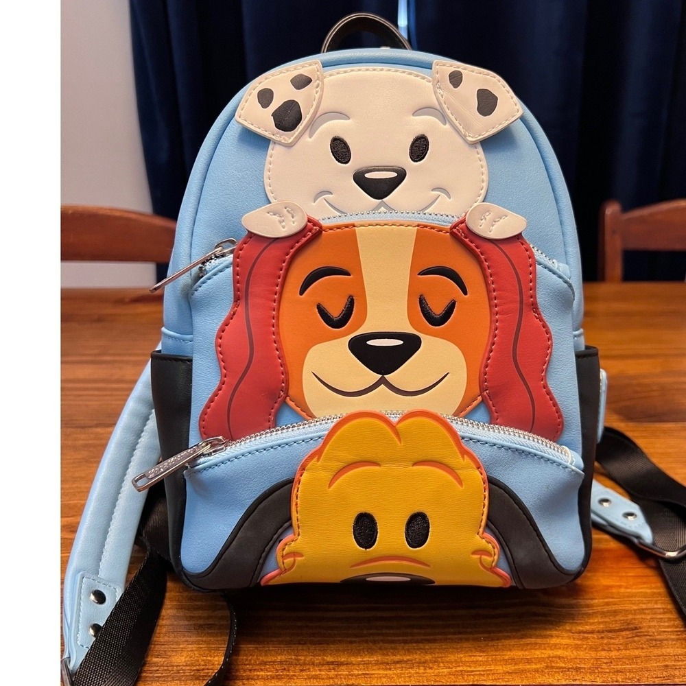 Loungefly Disney Dogs Mini Backpack Pongo Lady Pluto Blue Good